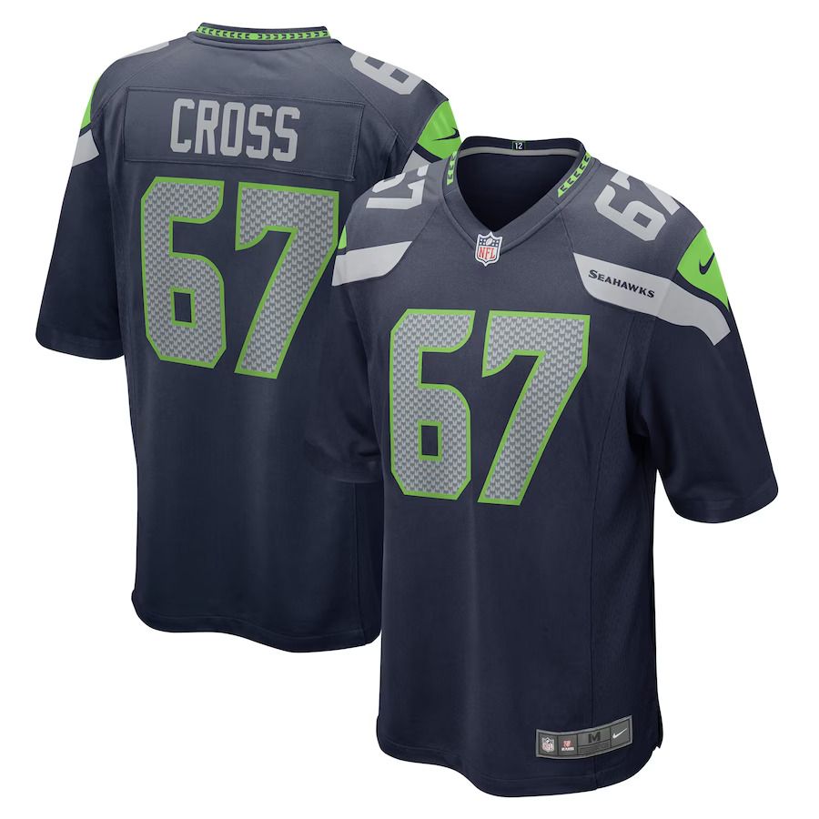 Men Seattle Seahawks 67 Charles Cross Nike Navy Player Game NFL Jersey